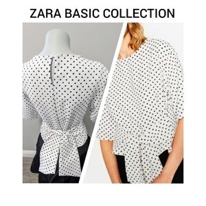 Zara Basic Self tie Polka Blouse XS